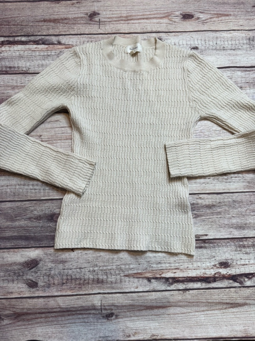 Bohme Knit Sweater Ruffle Sweater Oatmeal Ribbed Women Small 1917